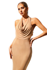 Quany Halter Sleeveless V-Neck Maxi Dress