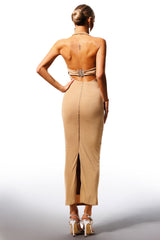 Quany Halter Sleeveless V-Neck Maxi Dress