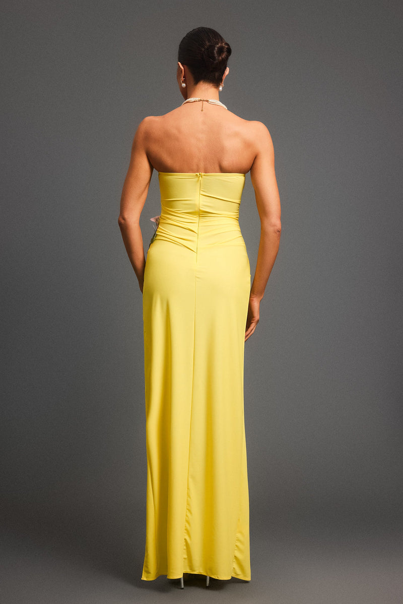 Sareka Strapless Flower Maxi Dress