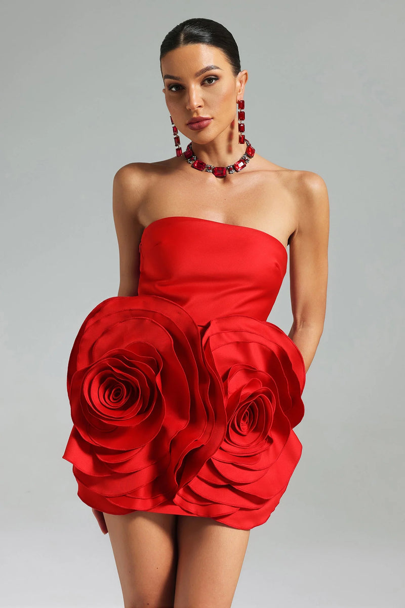 Shaha Floral Strapless Mini Dress