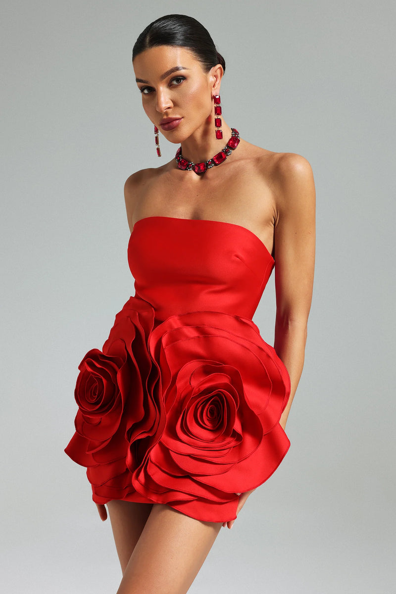 Shaha Floral Strapless Mini Dress