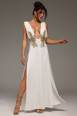 Tada Deep-V Floral Maxi Dress