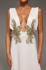 Tada Deep-V Floral Maxi Dress