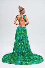 Yolanda Printed Embellished Maxi Dress