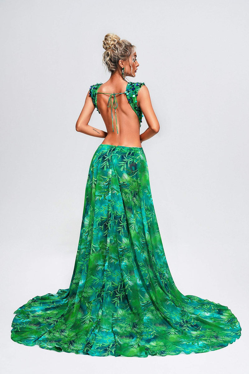 Yolanda Printed Embellished Maxi Dress
