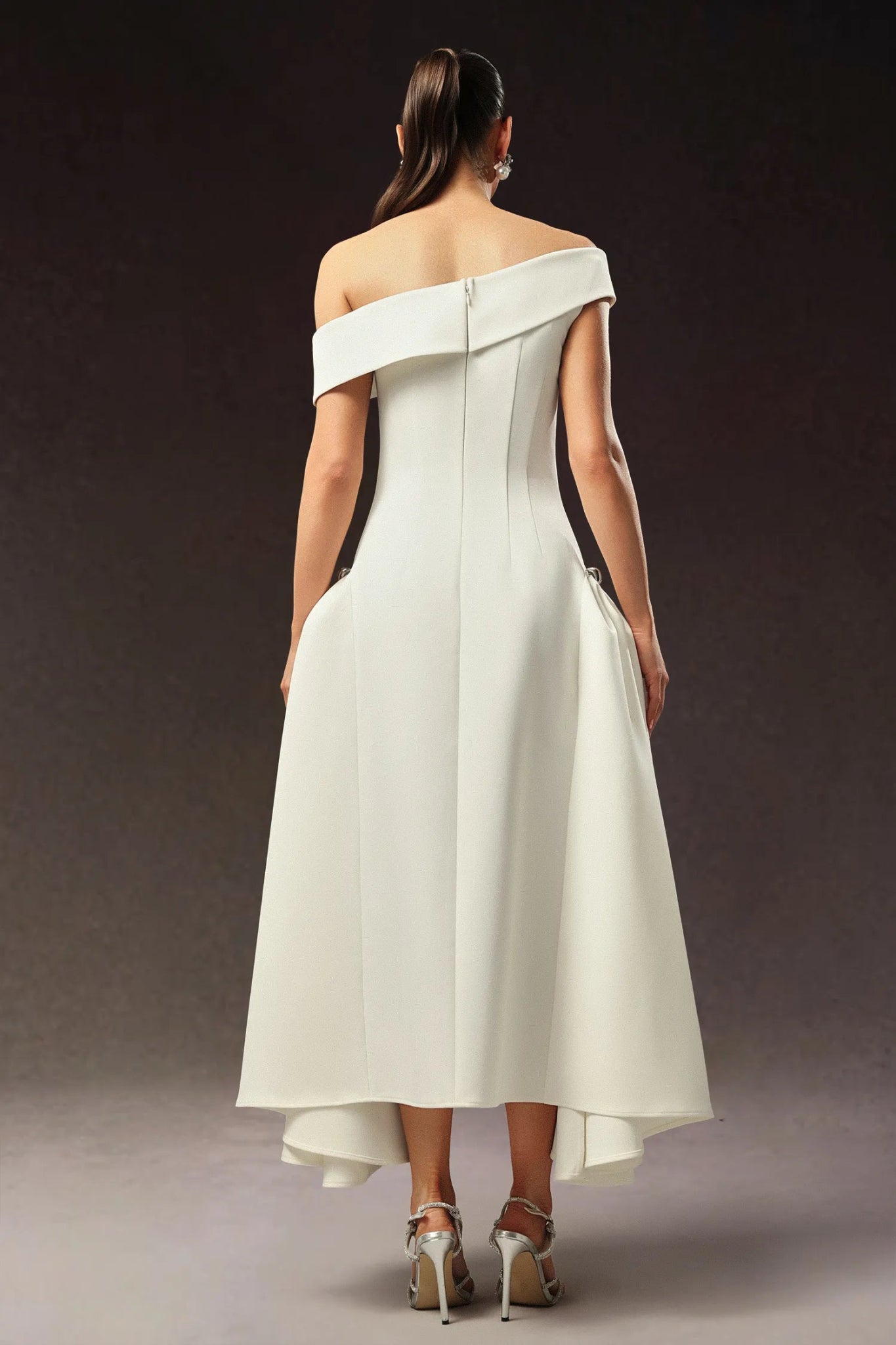 Alessia Off - Shoulder Midi Dress – Ivory - Styled Collective