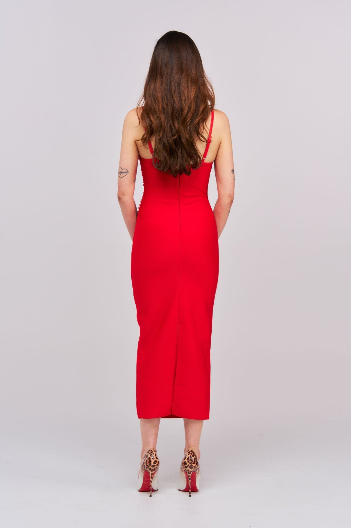 Aloura Embellished Midi Dress – Red - Styled Collective