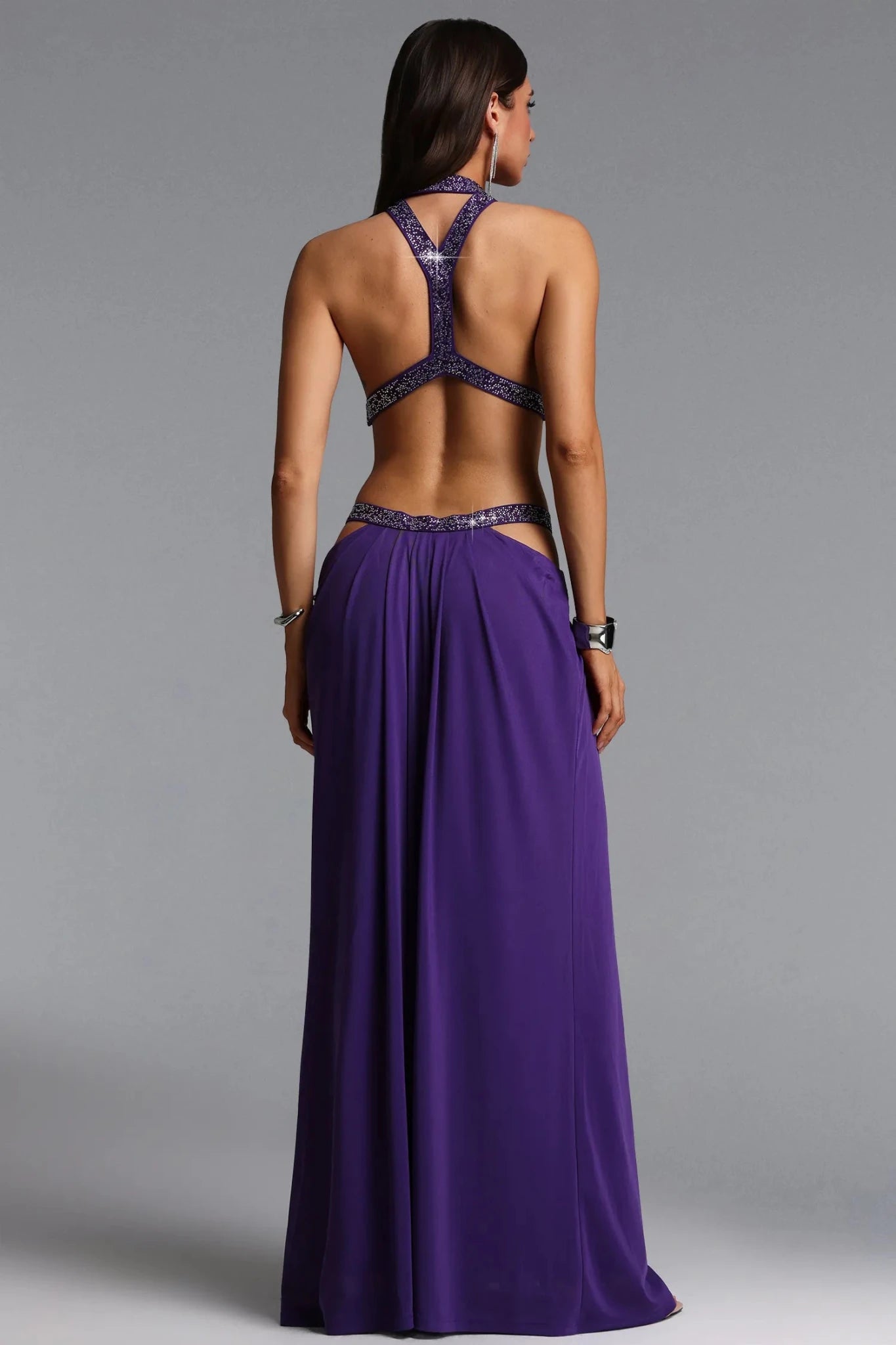 Athena Cut - Out Maxi Dress – Deep Lavender Draped Goddess Statement | Styled Collective - Styled Collective