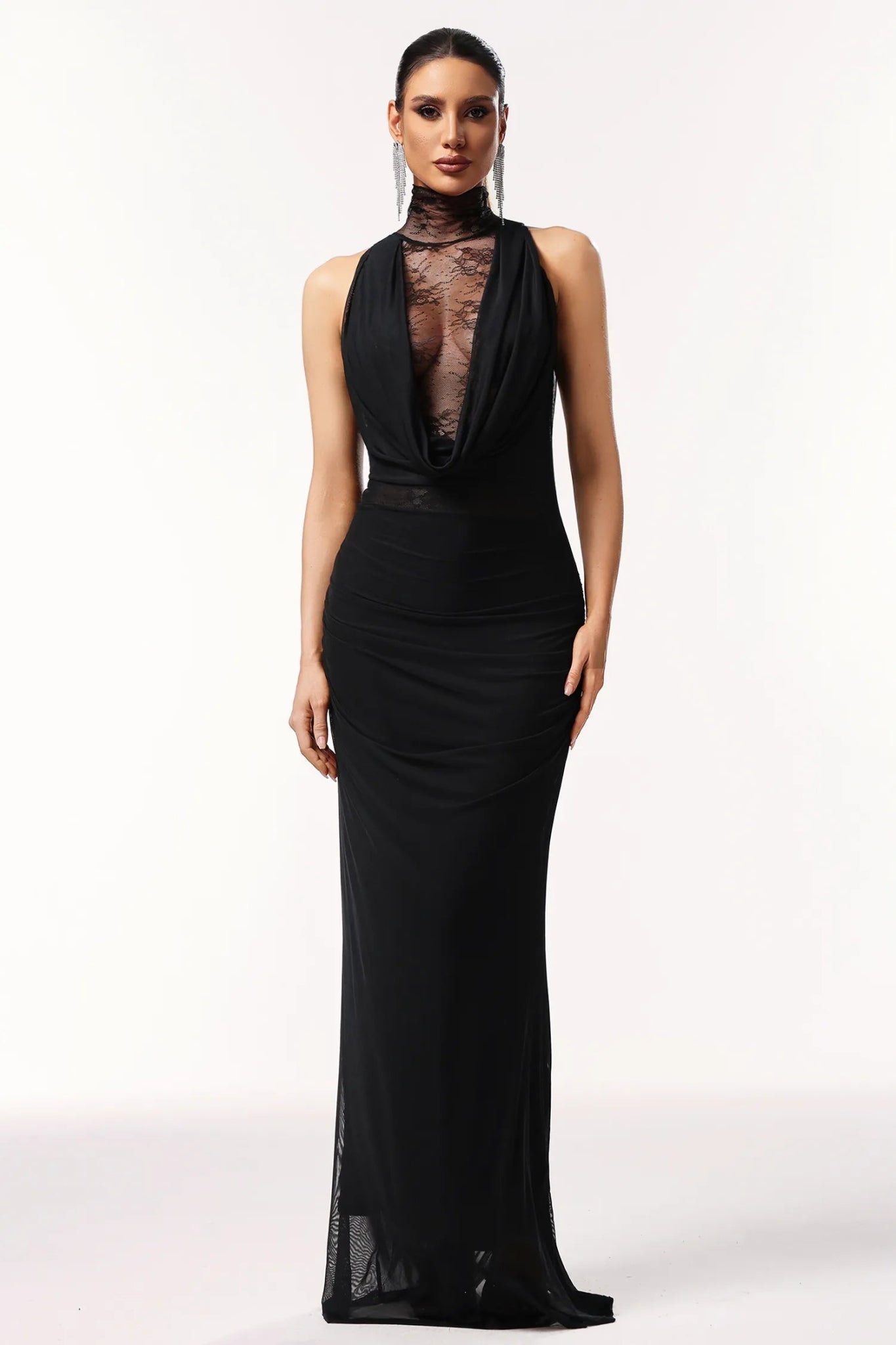 Baghira – Black Lace Halter Maxi - Styled Collective