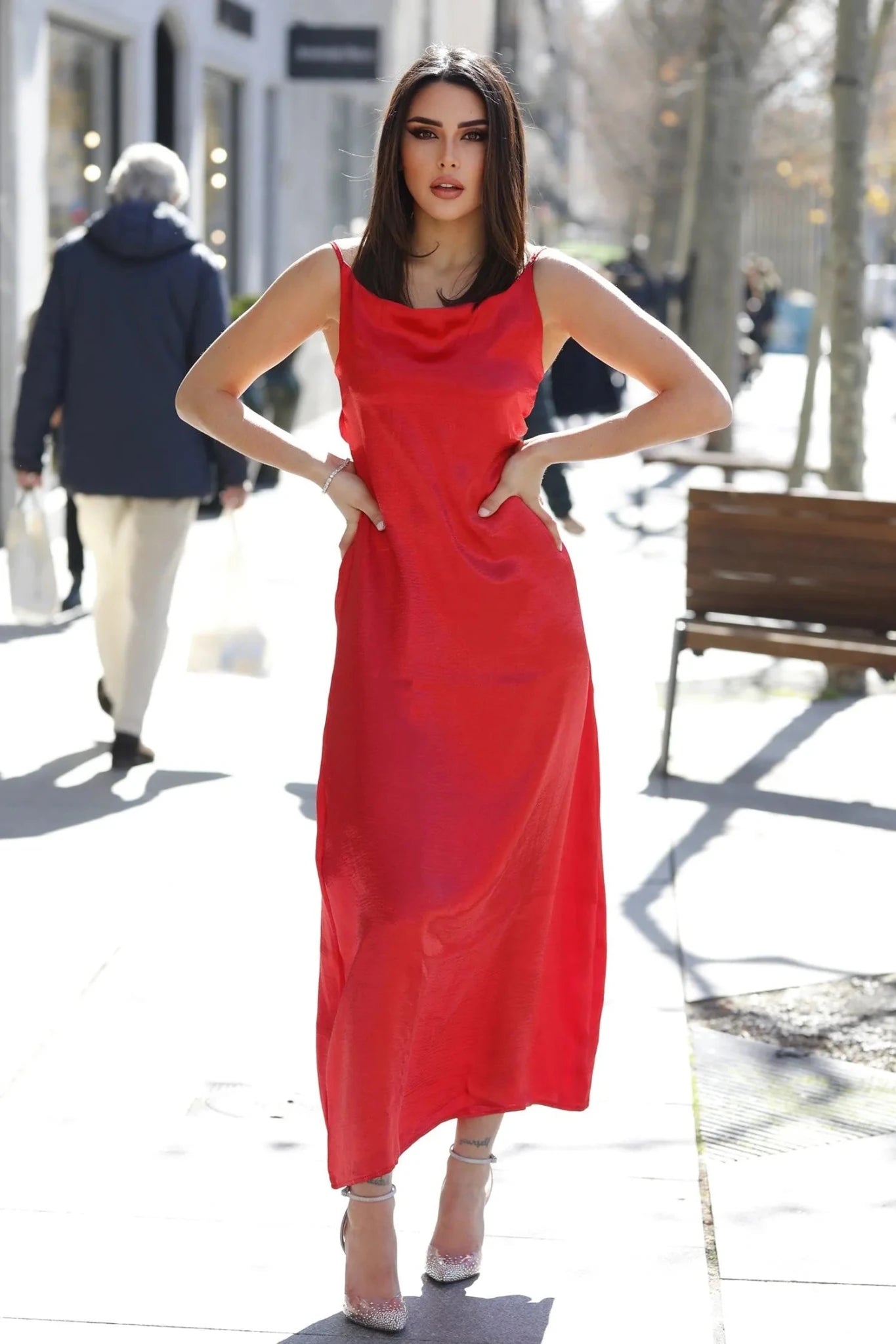 Emily Metallic Wine Maxi Dress - Styled Collective