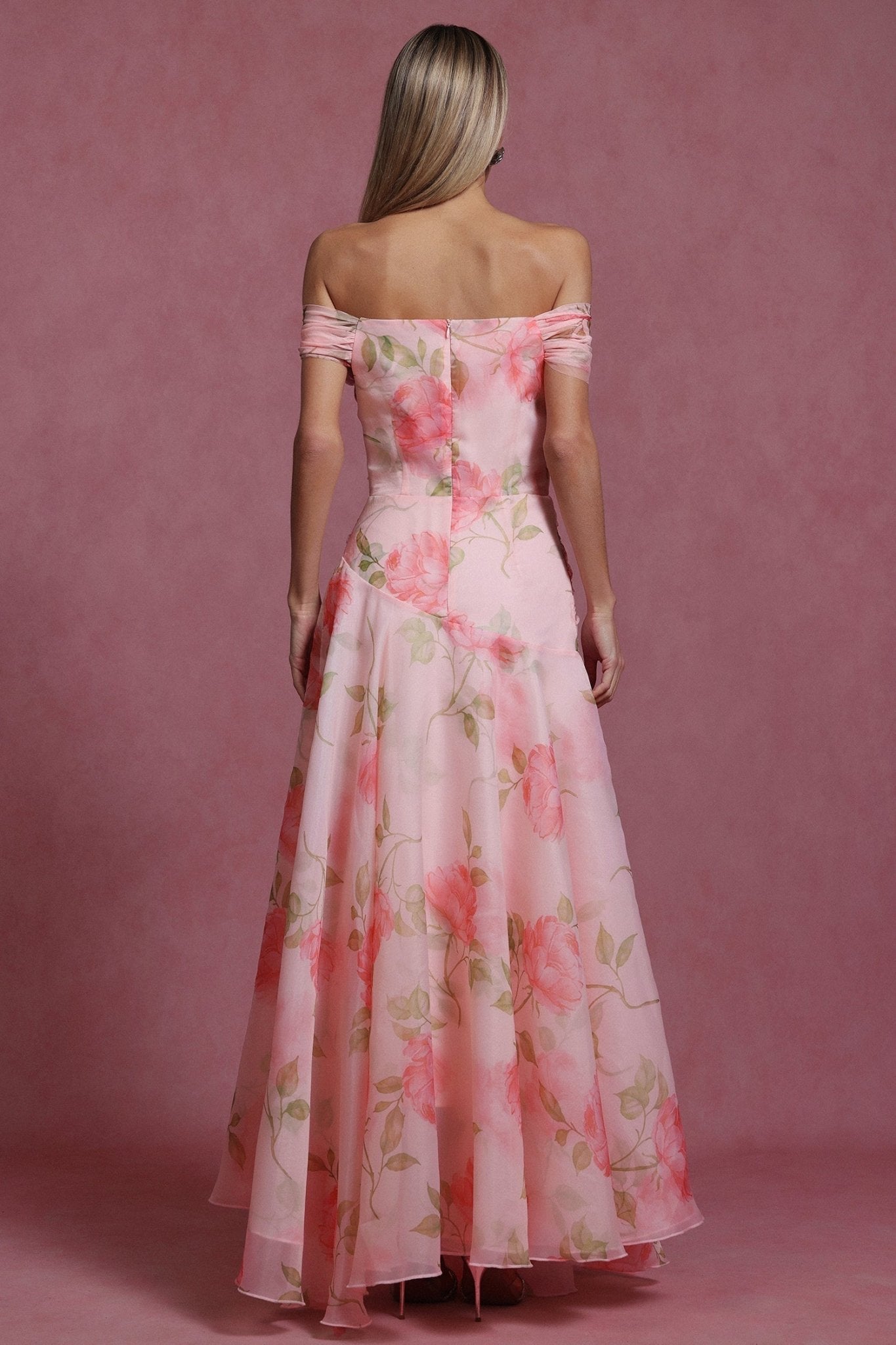 Isabelle – Off - Shoulder Floral Ruffle Gown - Styled Collective
