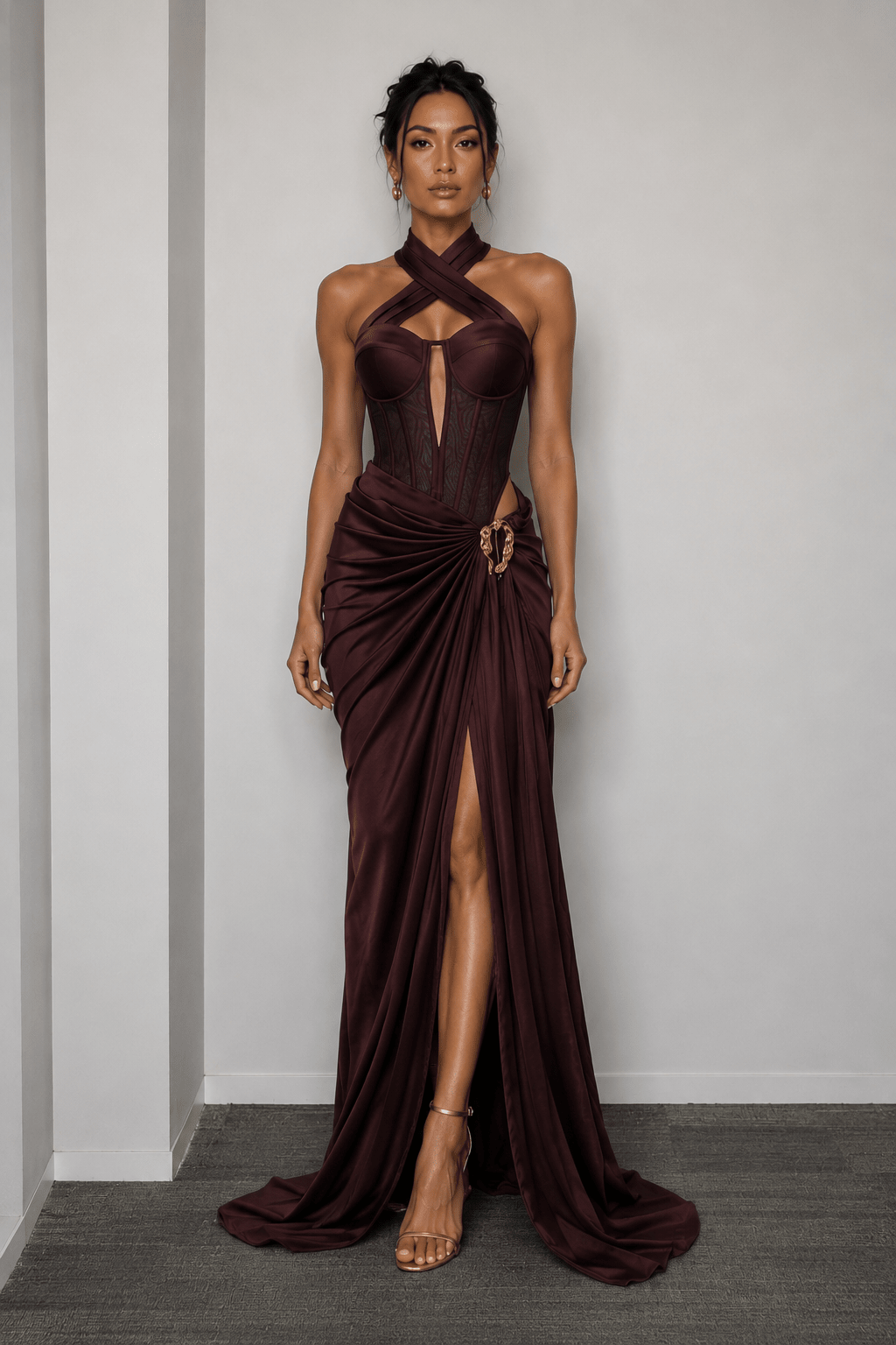 Jana Chocolate Brown Corset Maxi Dress - pre order - Styled Collective