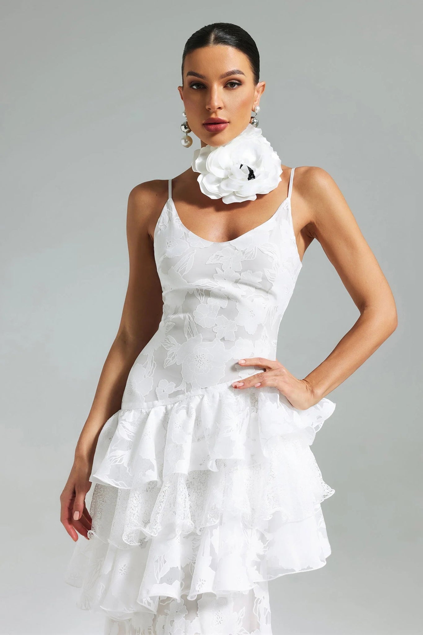 Kuller Flower Lace Ruffled Maxi Dress - Styled Collective