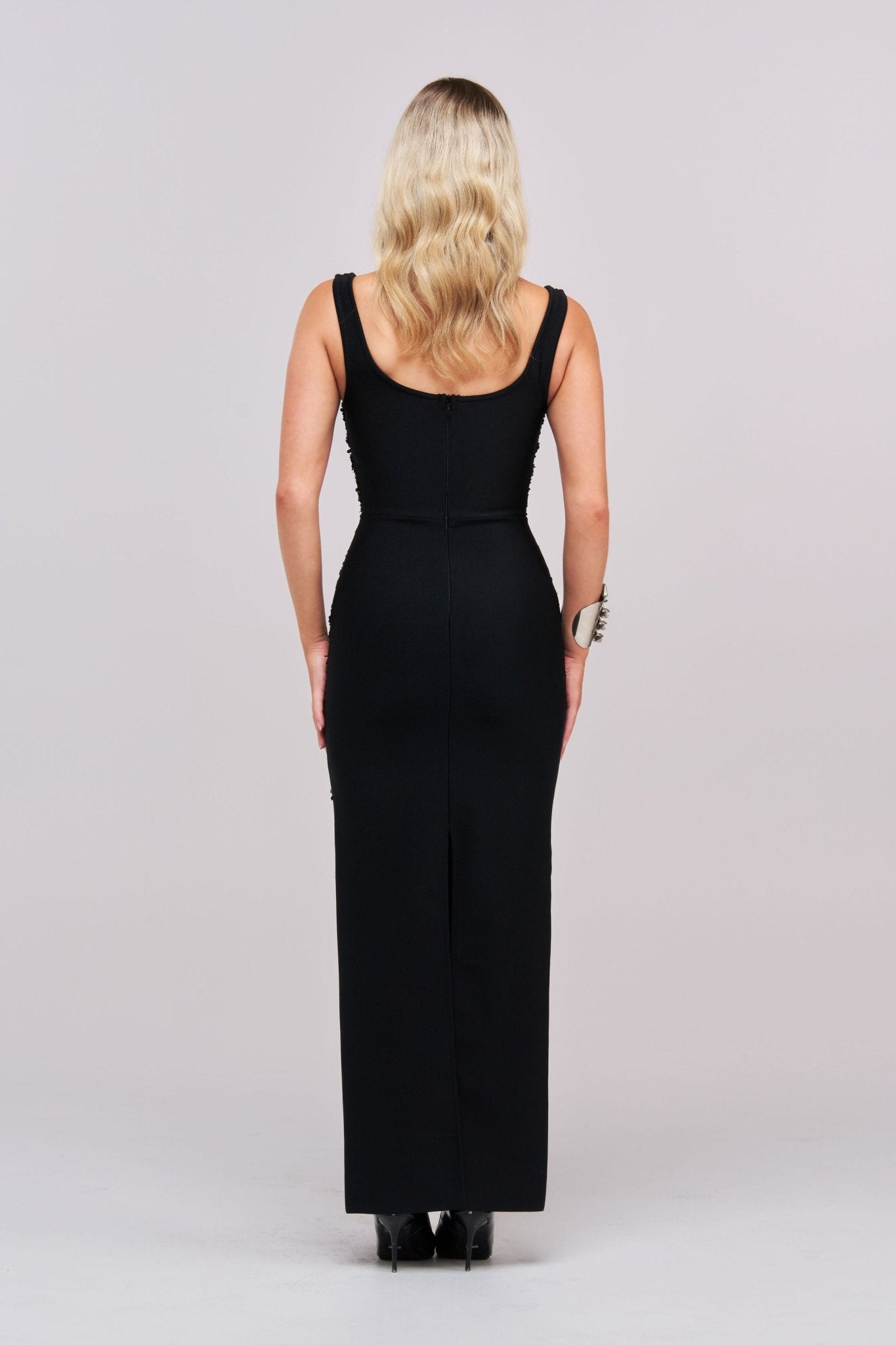 Kylie Cutout Diamante Maxi Dress – Black - Styled Collective