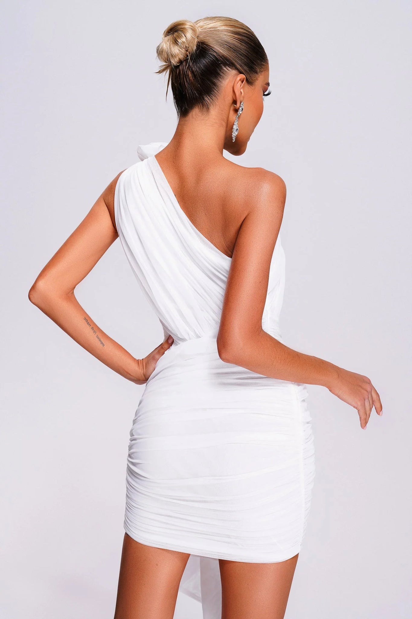 Maggie One Shoulder Mesh Mini Dress - Styled Collective