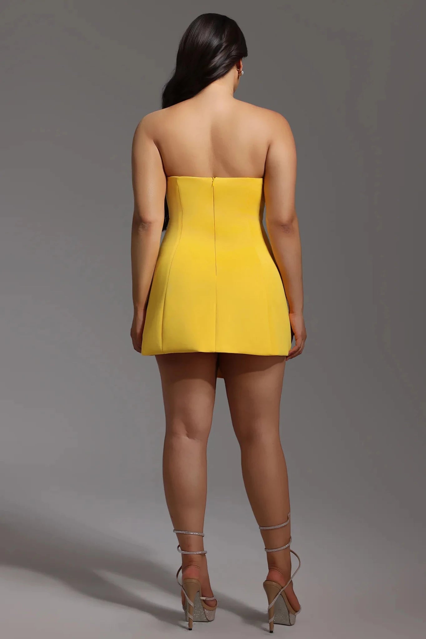 Majrela Bowknot Strapless Mini Dress - Yellow - Styled Collective