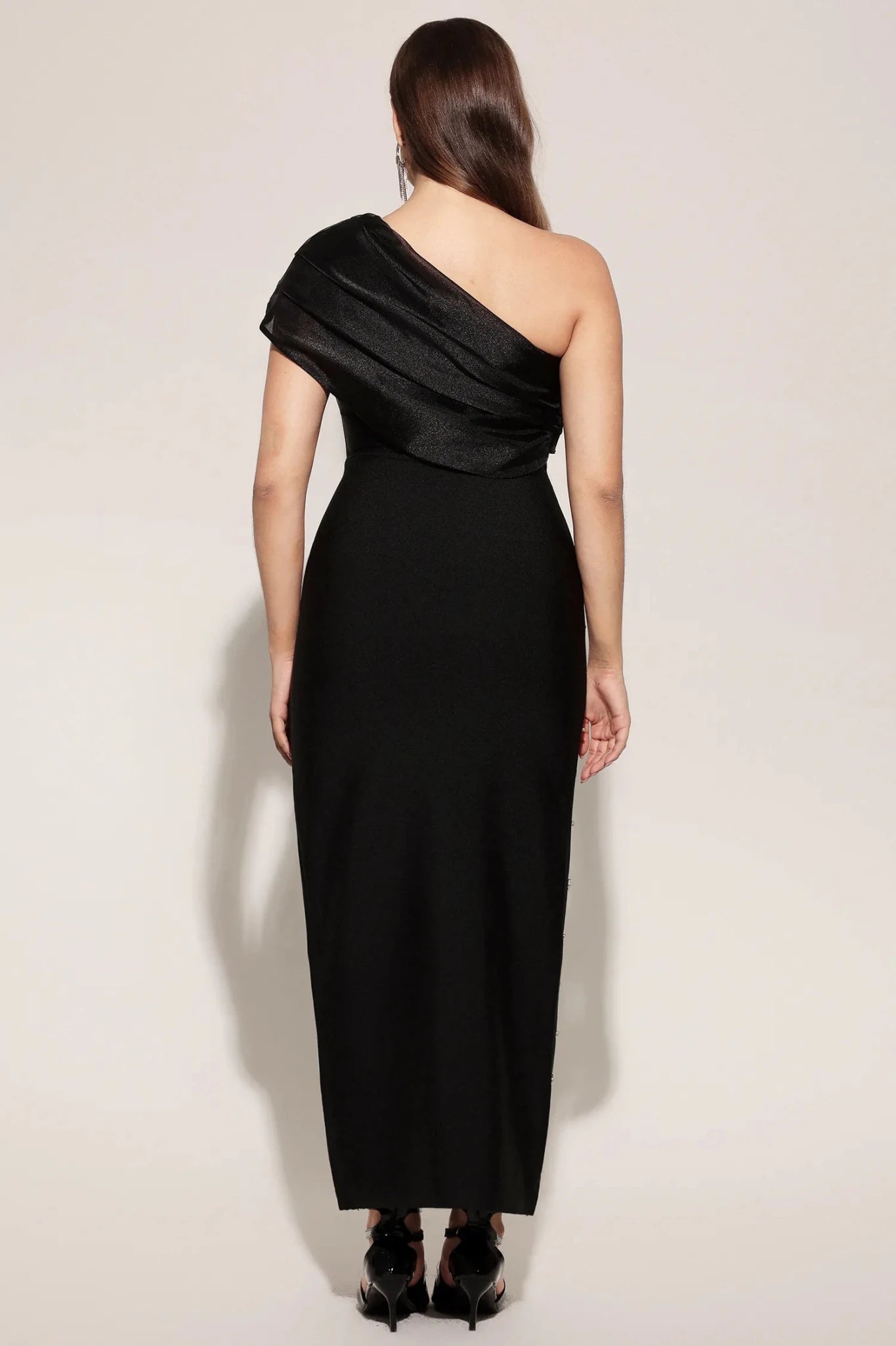 Mariah One - Shoulder Crystal Embellished Bandage Gown - Styled Collective