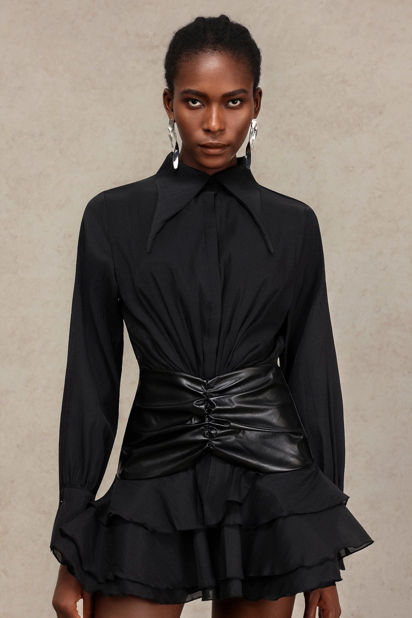 Nyara Draped Shirt Mini Dress - Styled Collective