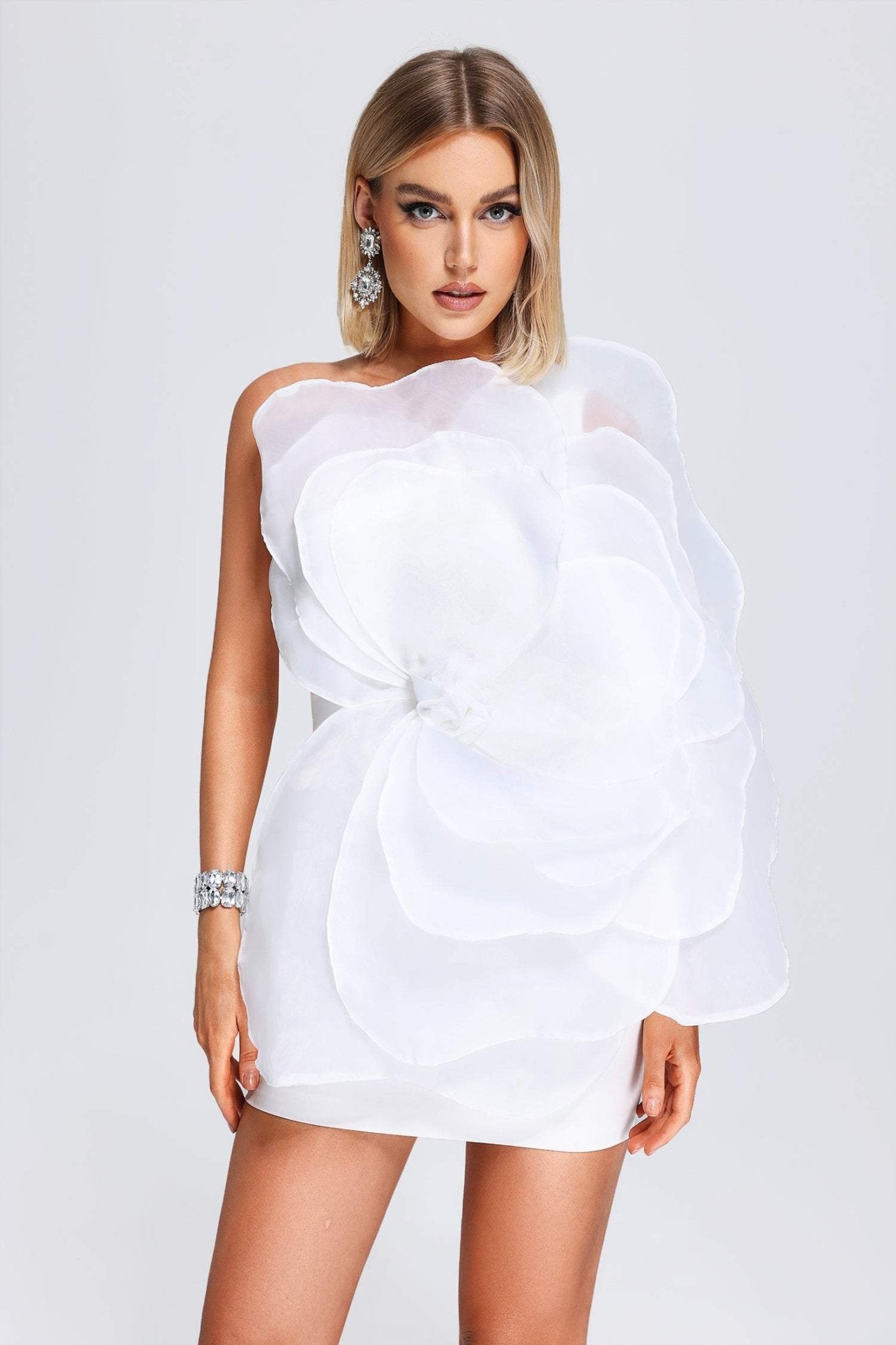Nydia Mesh Flower Mini Tube Dress - Styled Collective