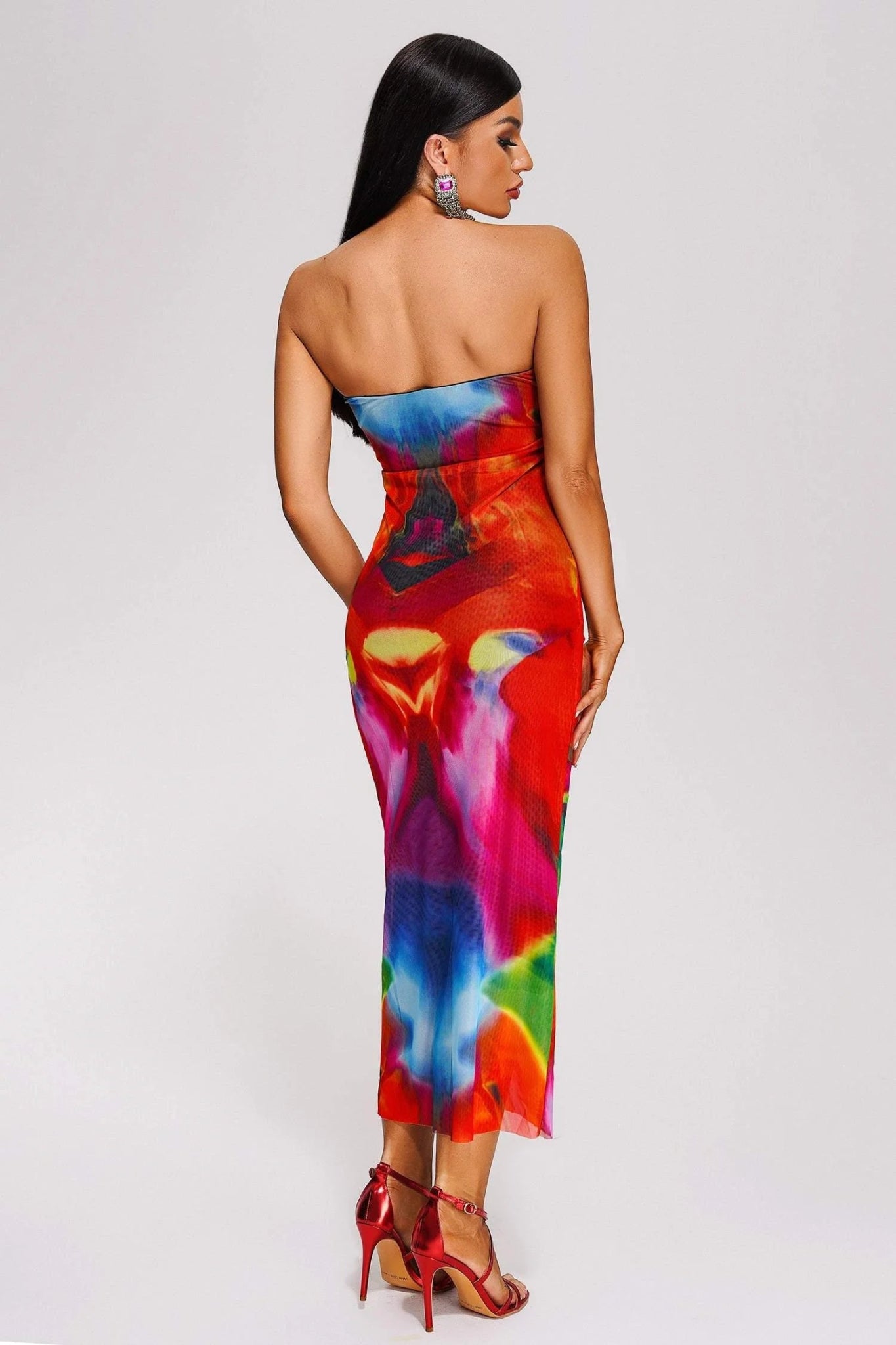 Opala Strapless Printed Midi Dress - Styled Collective