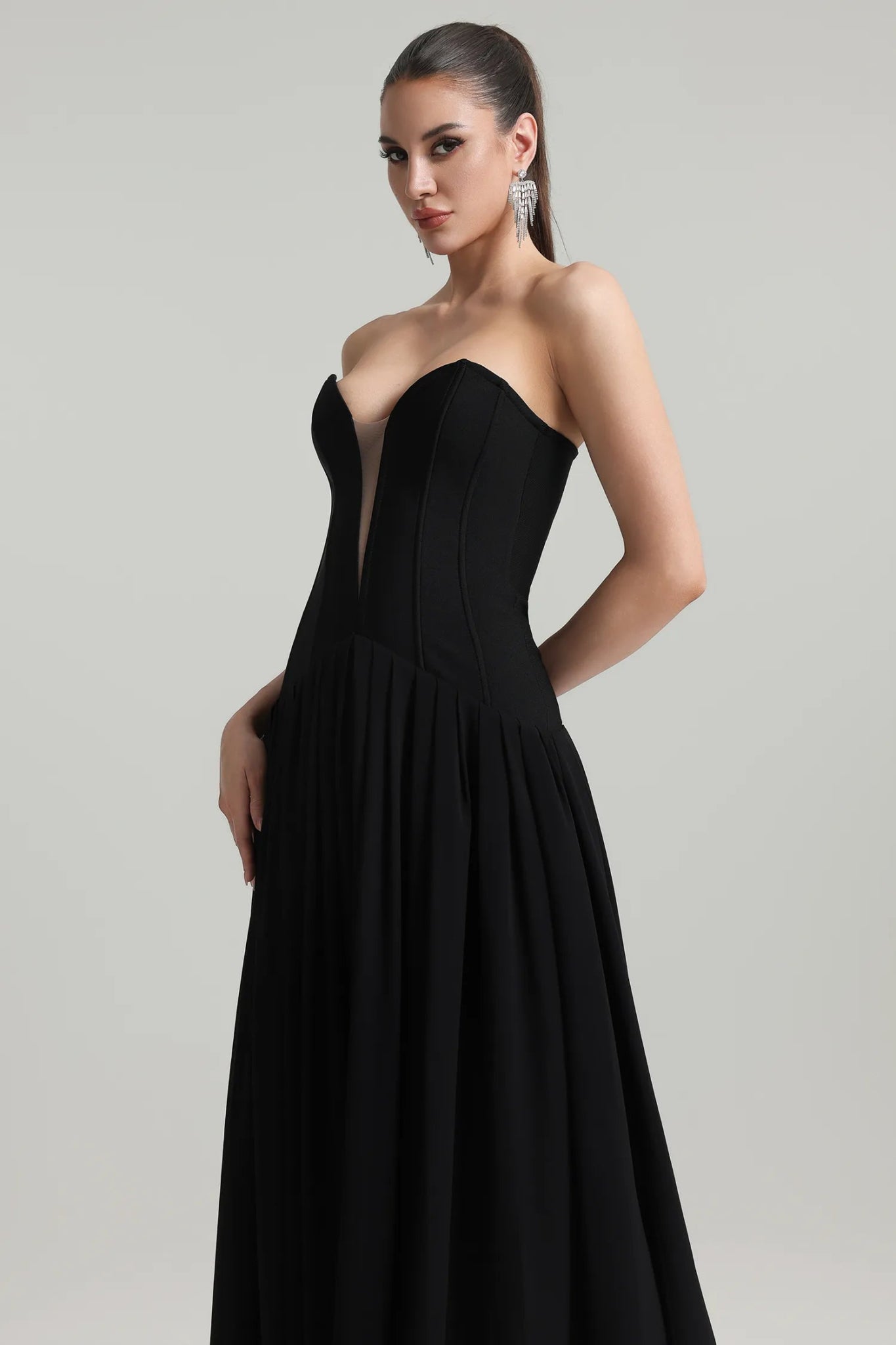 Reine Strapless Maxi Dress – Black - Styled Collective