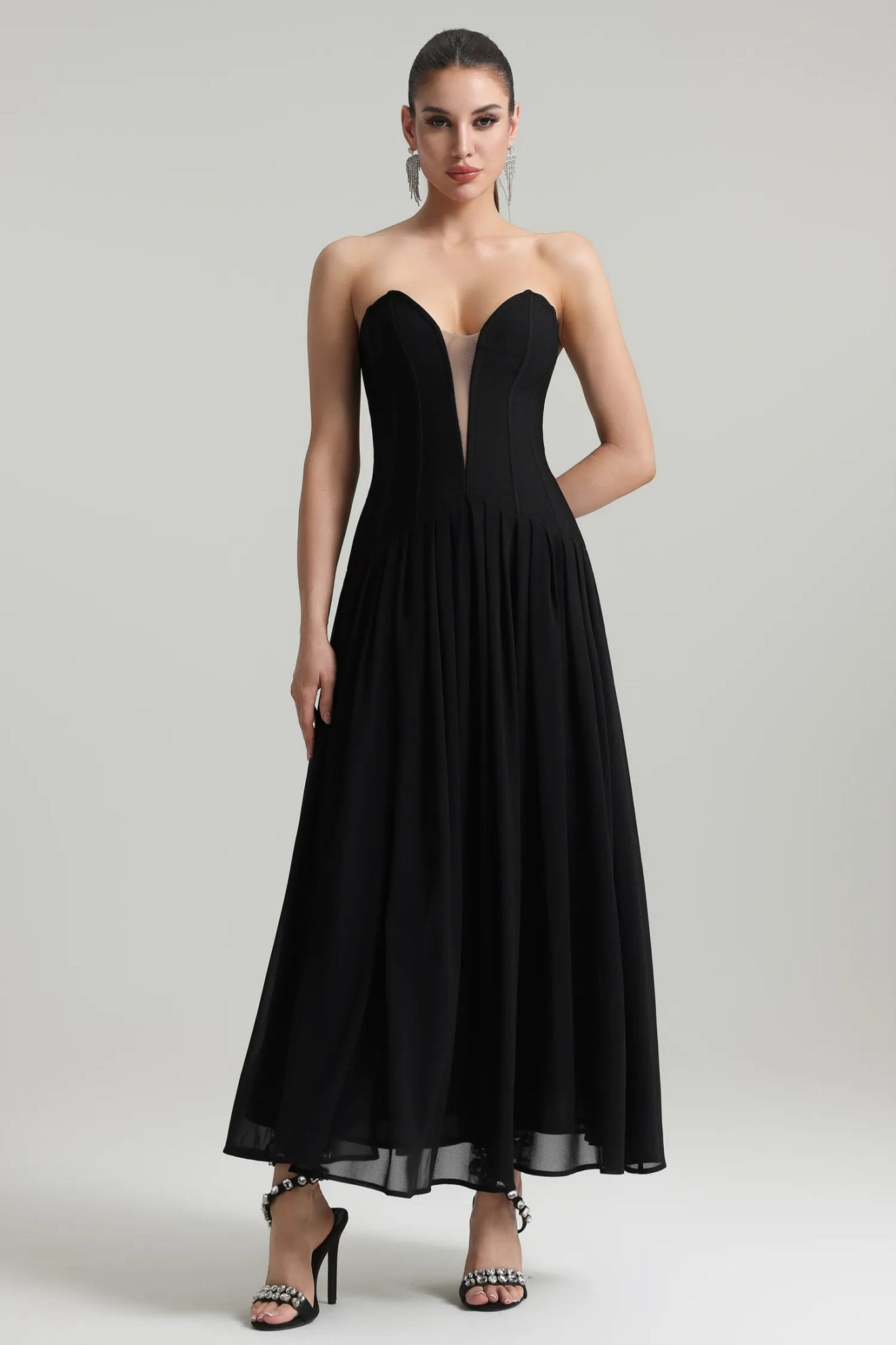 Reine Strapless Maxi Dress – Black - Styled Collective