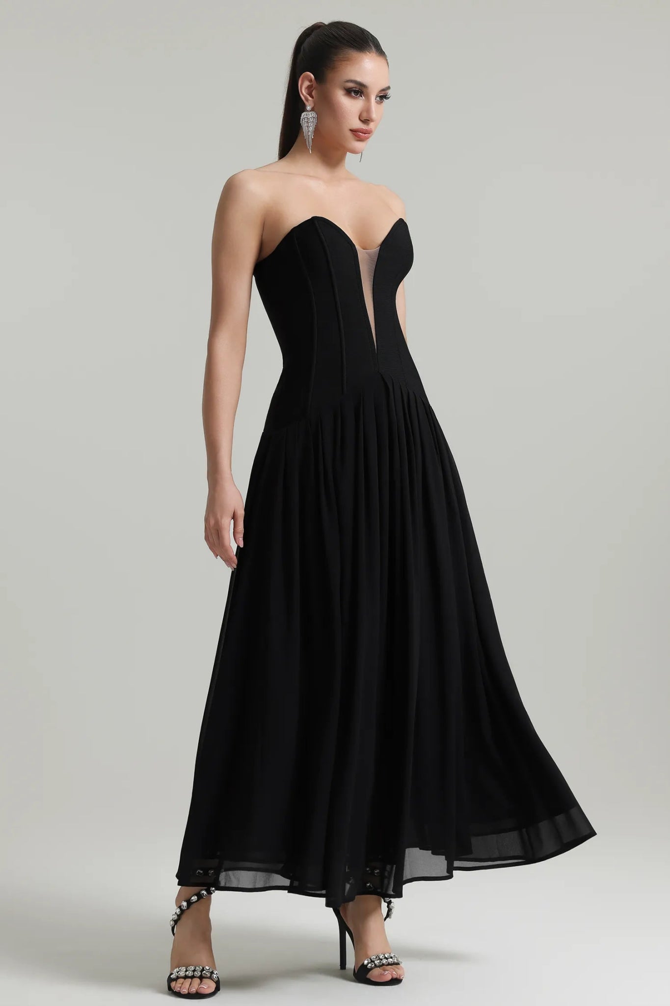 Reine Strapless Maxi Dress – Black - Styled Collective