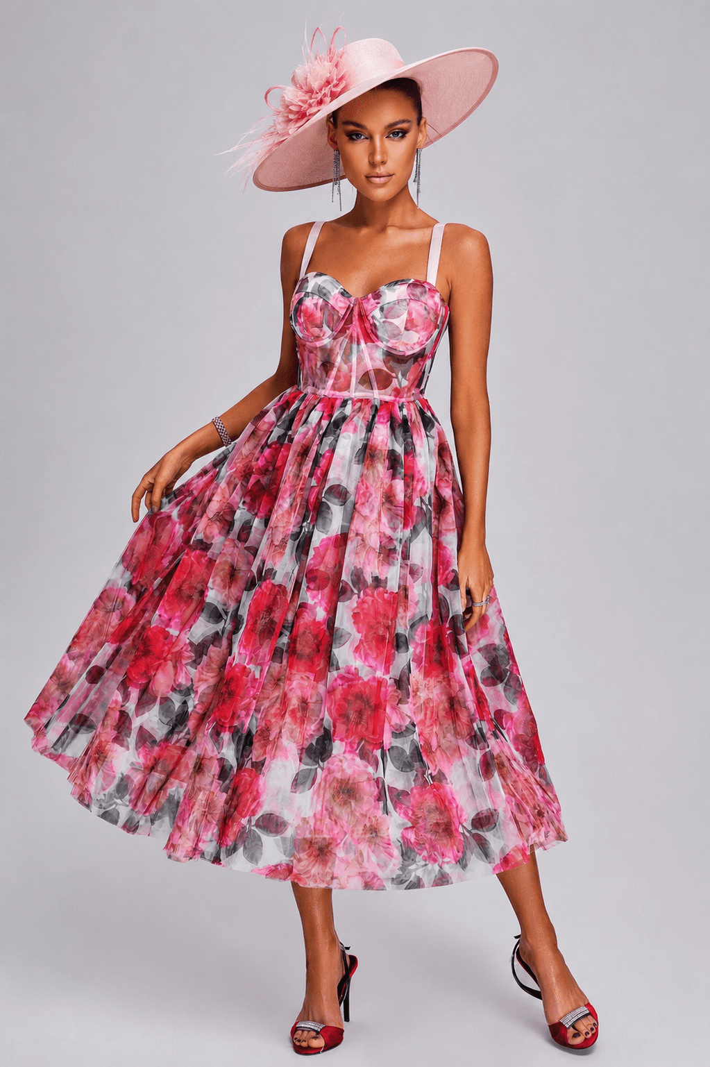 Sareza Floral Midi Dress | Spring racing & Cocktail Dress - Styled Collective