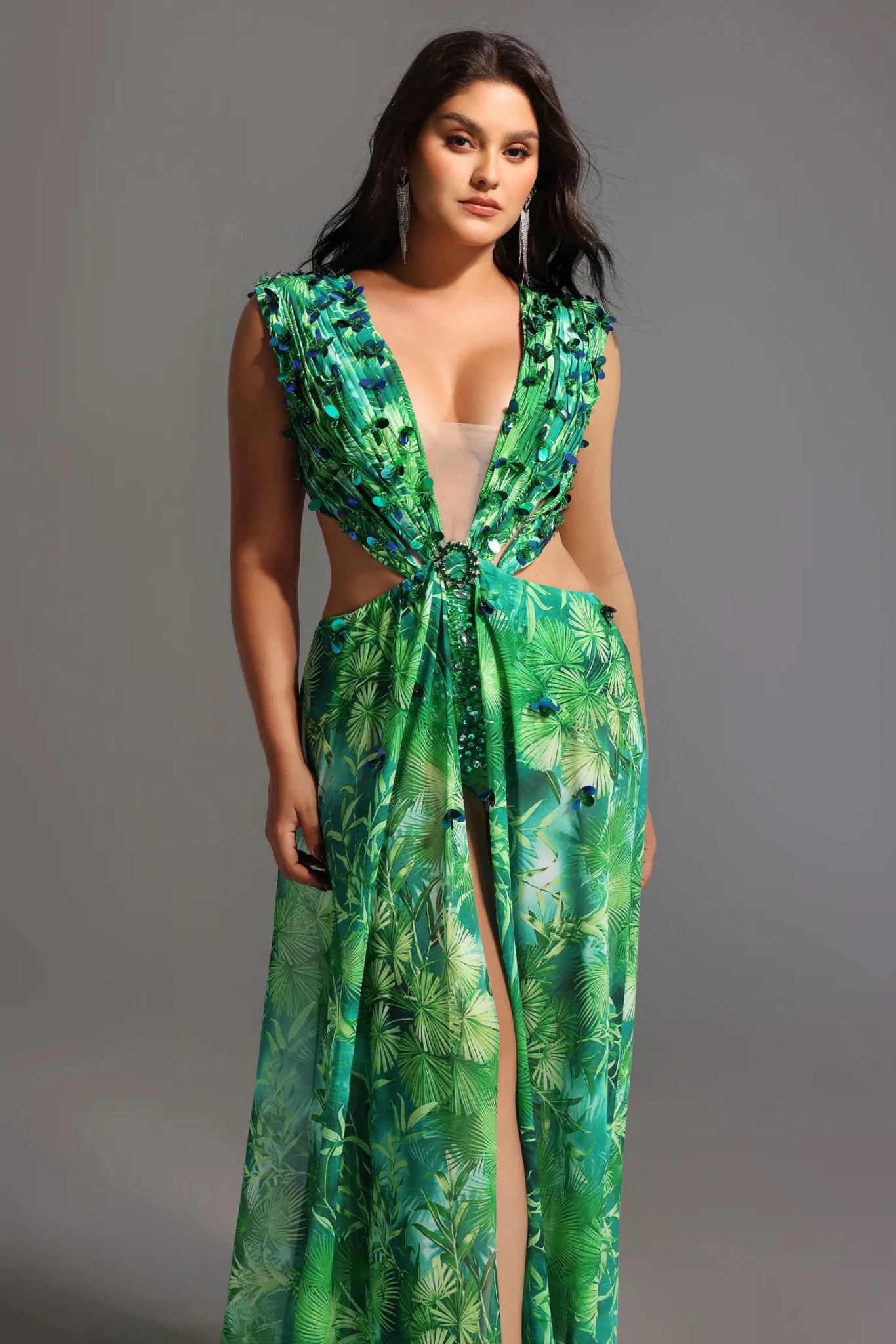 Yolanda Printed Embellished Maxi Dress (J - Lo dupe dress) - Styled Collective