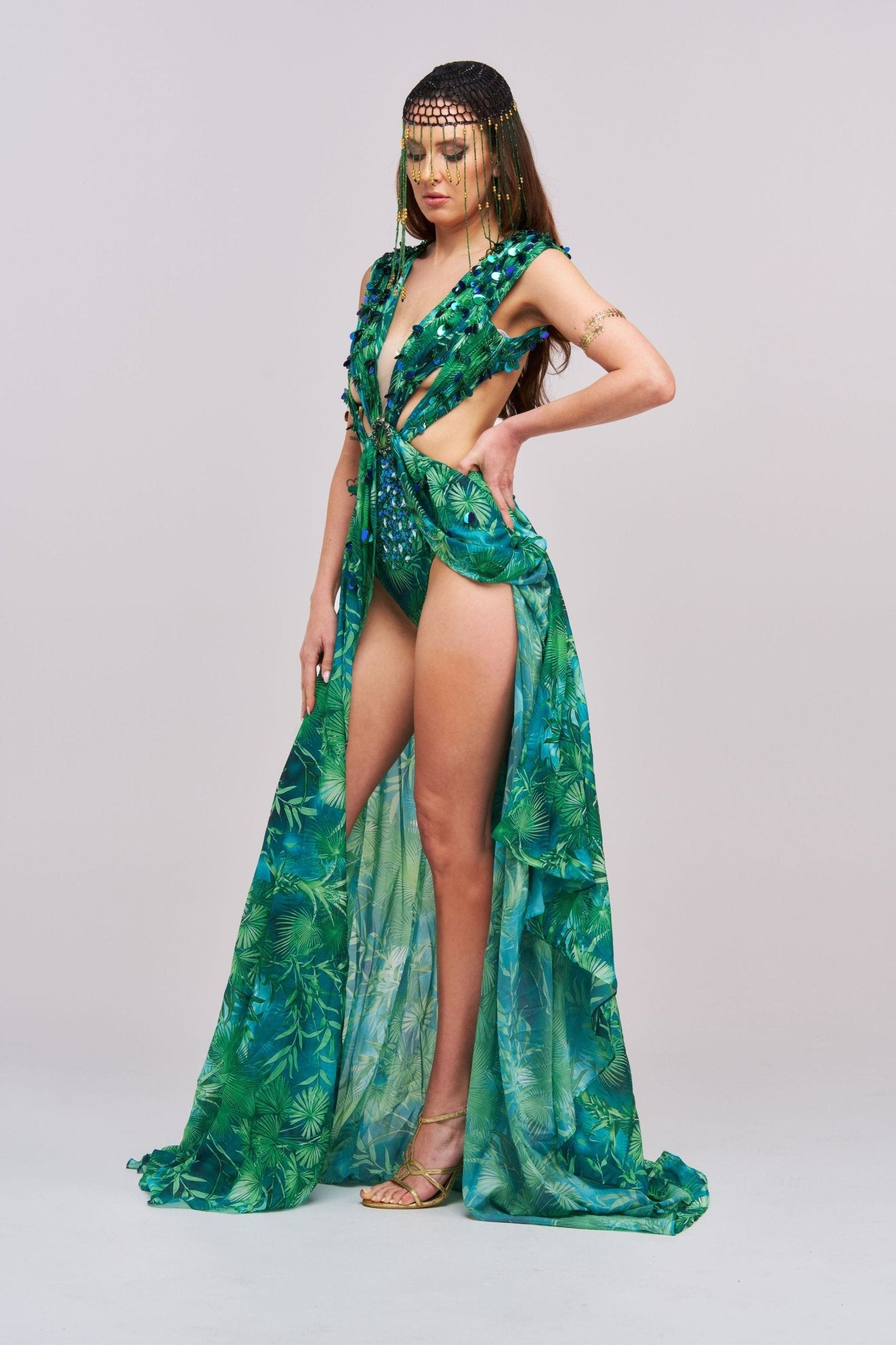 Yolanda Printed Embellished Maxi Dress (J - Lo dupe dress) - Styled Collective