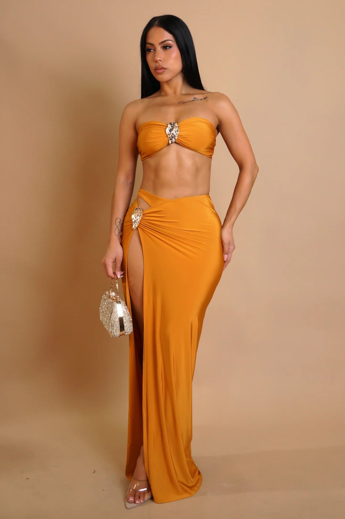 Zayana Skirt Set - Mustard - Styled Collective